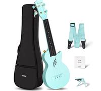 Ukulele soprano Enya Nova U Mini 53,3 cm - Ukulele da viaggio in fibra di carbonio - con kit per principianti include custodia semi-rigida, cinghia, capotasto e corde (blu)