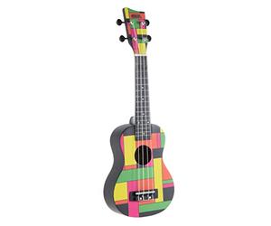 Ukulele Soprano Gewa Square W-SO-BBN Nero Neon In orsa da concerto