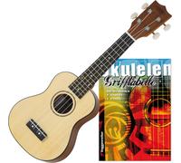 Ukulele Soprano Naturale Chitarra Hawaii Set con Tabella Accordi Inglesi