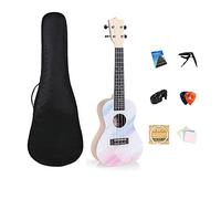 Ukulele soprano per principianti, adulti e bambini, con custodia, tracolla, corde in nylon, accordatore e plettro, perfetto come regalo