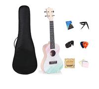 Ukulele soprano per principianti, adulti e bambini, con custodia, tracolla, corde in nylon, accordatore e plettro, perfetto come regalo