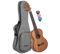 Ukulele tenore in mogano, con custodia imbottita, 3 plettri