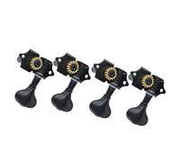 Ukulele Tuning Pegs Set of 4 | 2 Left & 2 Right Open Gear Replacement Knobs | Metal String Machine Heads for Ukulele Repair/Maintenance | with 8 Screws (Nera)
