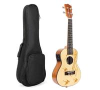 Ukulele Ukulele Concert Ukulele 23 Pollici 4 Corde Chitarra Hawaiana Elettrica Acustica Top In Abete Massiccio Con Motivo