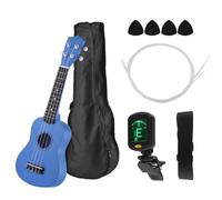 Ukulele Ukulele Da 21" Colorato Set Di Ukulele Acustici Alti In Tiglio Con Custodia Per Il Trasporto Plettro A 4 Corde(Type 1 Blue)