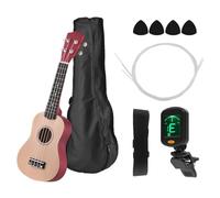 Ukulele Ukulele Da 21" Colorato Set Di Ukulele Acustici Alti In Tiglio Con Custodia Per Il Trasporto Plettro A 4 Corde(Type 1 Wood)