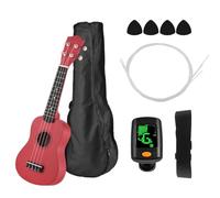 Ukulele Ukulele Da 21" Colorato Set Di Ukulele Acustici Alti In Tiglio Con Custodia Per Il Trasporto Plettro A 4 Corde(Type 1 Red)