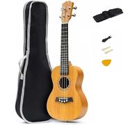 Ukulele Ukulele Giallo Mogano Da 21/23/26" Con Tracolla Per Borsa Da Concerto, Corde In Nylon Accordatore Elettronico(26inch)