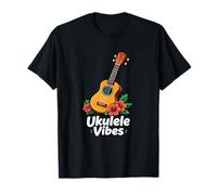 Ukulele Vibes Hibiscus Cartoon Uke Art Maglietta