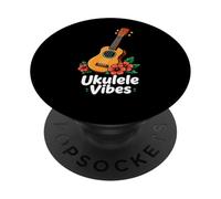 Ukulele Vibes Hibiscus Cartoon Uke Art PopSockets PopGrip Adesivo