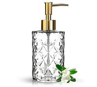 Ulable Dispenser di sapone liquido in vetro per cucina, bagno, bottiglia di vetro trasparente, 330 ml con pompa per detersivo per piatti, lozione shampoo, per bagno, cucina