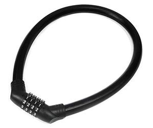 ULACLOCK Lucchetto per bicicletta sicurezza Boxer Ulac A600S Lucchetto per cavo silicone nero, bici, skateboard, monopattino [70 cm Cavo x 18 mm.] 4 Digiti Combinazione