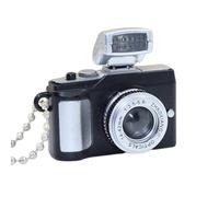 ulafbwur Mini macchina fotografica di plastica LED Keychain portachiavi giocattolo con torcia elettrica sonoro ciondolo telefono, nero