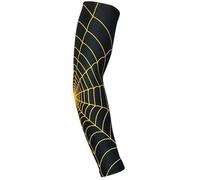 ulafbwur Outdoor Athletic Maniche Ragno Web Modello Respiro Abilità Braccio Protector Manicotti Protezione UV per, Nero e oro, Large
