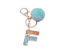 ulafbwur Portachiavi con ciondolo a forma di lettera in peluche a forma di sfera, in resina, con paillettes, decorazione per portachiavi, F