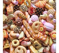 Ulalaza 100pcs carino melma charms misto set resina flatback fare forniture per fai da te fabbricazione artigianale e ornamento perline scrapbooking caramelle assortite torta di frutta ornamento