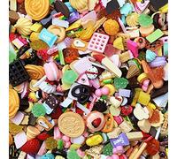 Ulalaza 100pcs carino melma charms misto set resina flatback fare forniture per fai da te fabbricazione artigianale e ornamento perline scrapbooking caramelle assortite torta di frutta ornamento