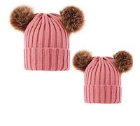 Ulalaza 2PCS Cappello per Mamma e Bambino Cappello per Genitori-Bambini Famiglia Cappellino da Sci Cappellino da Sci in Lana a Maglia Invernale più Caldo
