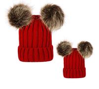 Ulalaza 2PCS Cappello per Mamma e Bambino Cappello per Genitori-Bambini Famiglia Cappellino da Sci Cappellino da Sci in Lana a Maglia Invernale più Caldo