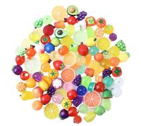 Ulalaza 50pcs Resina Mini Frutta Snacks Slime Charms Set misto Artigianato Accessori fai da te Layout Della Scena in Miniatura Micro Decorazione Della Casa
