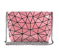 Ulalaza Borsa a tracolla a tracolla con catena a reticolo luminoso geometrico Borse a mano Borse a mano olografiche per le donne