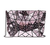 Ulalaza Borsa a tracolla a tracolla con catena a reticolo luminoso geometrico Borse a mano Borse a mano olografiche per le donne