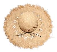Ulalaza, cappello da sole da donna a tesa larga intrecciata, protezione solare UPF 50+, protezione solare floppy estate Beach Cap Lafite cappello di paglia 10000Big tesa Taglia unica