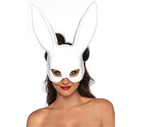 Ulalaza Costume da maschera da coniglietta da donna Mezza maschera da coniglio nero per accessorio per travestimento di Pasqua di Halloween