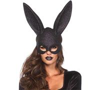 Ulalaza Costume da maschera da coniglietta da donna Mezza maschera da coniglio nero per accessorio per travestimento di Pasqua di Halloween