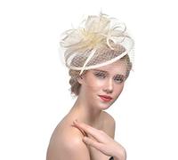 Ulalaza Fascinators da Donna Cappello Fermaglio per Capelli Piuma da Sposa Cappello da Cocktail Derby Chiesa Banchetto per Ragazze