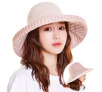 Ulalaza Foldable Packable Adjustable Sun Bucket UV Wide Brim Summer Hat Women Beach Safari Hiking Travel Bonnie
