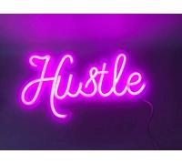 Ulalaza Insegna al Neon LED Hustle Luci notturne USB Segnale Decorativo per tendone Bar Pub Store Club Garage Home Decorazioni per Feste