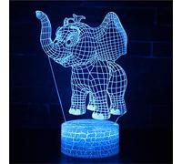 Ulalaza Lampada da scrivania 3D Illusion Night Light Lampada da Elefante con Telecomando e Interruttore tattile Regalo per la casa a 16 Colori