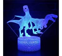 Ulalaza Lampade per Illusione di Dinosauro 3D 16 Colori cambiano Luce Notturna a Batteria USB con Telecomando e Interruttore Touch Regalo di Compleanno di Natale per Bambini