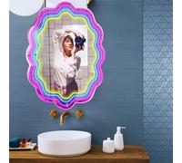 Ulalaza LED Acrylic Mirror Neon Light Heart/Cat/Letter/Wavy Wiggle Shape Witch's Mirror Gothic Wall Decor Romantic Various-shape Cute for Bedroom Decor Home Studio Dorm Room Wedding