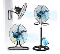 Ventilatore 50W 3 in 1 da Parete, Tavolo e Piantana con Pale 50 cm in Metallo