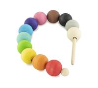 Ulanik Gioco di perline medie, Montessori Giocattoli a partire dai 3 anni, perline per bambini da infilare, gioco per contare e ordinare i colori, 12 palline di legno colorate (edizione 2)