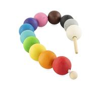 Ulanik Montessori - Gioco di perline grandi, giocattoli a partire dai 3 anni, perline per bambini, da infilare, gioco per contare e ordinare i colori, 12 palline di legno colorate (edizione 1)