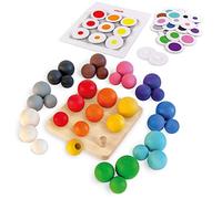 Ulanik Palline sul Bordo Montessori Giocattolo di Legno di smistamento Gioco 36 Palle 25-35mm di età 3+ Colore di smistamento e Il conteggio in età prescolare Learning Education