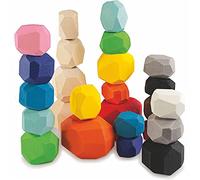 Ulanik Pietre impilabili Montessori Giocattoli a partire dai 3 anni di bambino sensoriale equilibrio gioco mattoncini in legno per conteggio e smistamento colori apprendimento - 25 pietre di