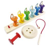 Ulanik Set di bobine arcobaleno, montessori giocattoli dai 3 anni, bambino sensoriale equilibrio gioco in legno, gioco per contare e ordinare i colori apprendimento - 7 colori