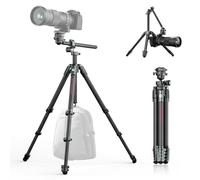 ULANZI JJ05 GlideGo Treppiede da viaggio, in fibra di carbonio e alluminio, altezza massima 183,9 cm, capacità di carico 5 kg, piatto a 360°, piastra a sgancio rapido