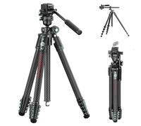 Ulanzi JJ06 GlideGo Treppiede da viaggio in Fibra di Carbonio, Pan&-50°/+60° Tilt Pan, Pesa 1.76kg, Portata 18kg, Altezza 187cm, Uka quick release, Compatto cavalletto fotografico per DSLR/Mirrorless