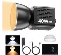 ULANZI Luce video portatile a LED da 40 W con adattatore di alimentazione CC, batteria integrata da 3400 mAh in metallo, mini temperatura a doppio colore, illuminazione a uscita continua COB faretto