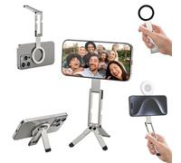 ULANZI MA60 Treppiede magnetico per telefono argento | Mini treppiede smartphone in alluminio, Magnete 14N, Porta telefono scrivania, Compatibile con iPhone 18 17 16 Samsung Xiaomi