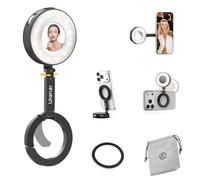 ULANZI ML05 Luce selfie per telefono, Luce ad anello magnetica per selfie con specchio, 9000K CRI≥97, Ring light portatile per smartphone ad angolo completo per viaggi, vlog, foto e video, Nero
