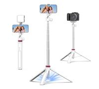 ULANZI MT-44 Treppiede estensibile per telefono, 44 pollici Selfie Stick Phone Vlog Treppiede con clip 2 in 1, testa a sfera a 360° treppiede per iPhone Sony Canon GoPro, leggero per viaggi bianco