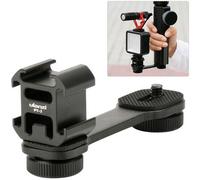 ULANZI PT-3 Triple Cold Shoe Mount Adattatore Alluminio per Gimbal (DJI Osmo Mobile 2/3, Zhiyun, Feiyutech), Fotocamera e Smartphone Vlog Video Microfono Barra di Estensione