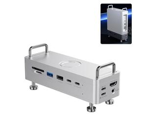 ULANZI QT03 - Docking station e supporto con alloggiamento SSD NVME 40 Gbps, 10 in 1 con 10 Gbps, 4 porte USB C-A/Audio/4K HDMI/SSD/Hub/TF/SD, compatibile con Mac mini M4, M4 Pro/Dell/HP/Lenovo/iPhone