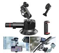ULANZI Supporto a Ventosa per Fotocamera con Clip Universale per Telefono, Action Camera da 3" con Doppia Testa a 360° e Vite da 1/4", per Auto, DJI OSMO, Nikon